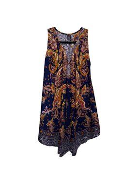 Pacific Polo Club Womens Sleeveless Paisley Handkerchief Hem Dress Free Size